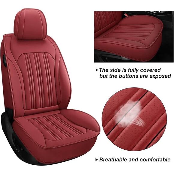 New Front Seat Covers for Cars Burgundy - Picture 3 of 11